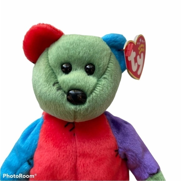 TY Beanie Babies Plush 9" Rainbow Patch Frankenteddy The Bear Halloween 2002 toy - Picture 2 of 6